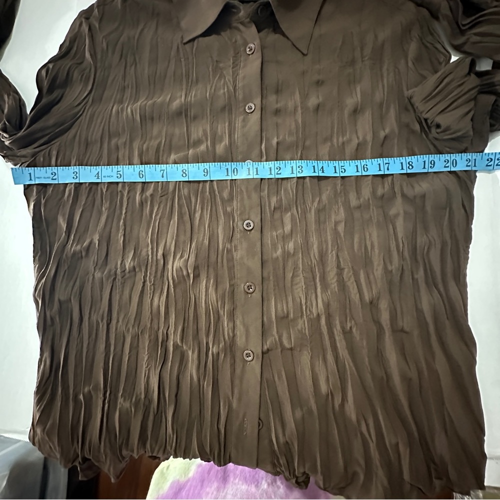 Apostrophe Button Down With Lace Cuffs Pleats/Ruc… - image 5